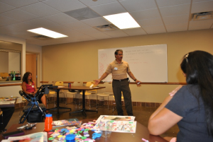 An individual giving a presentation
