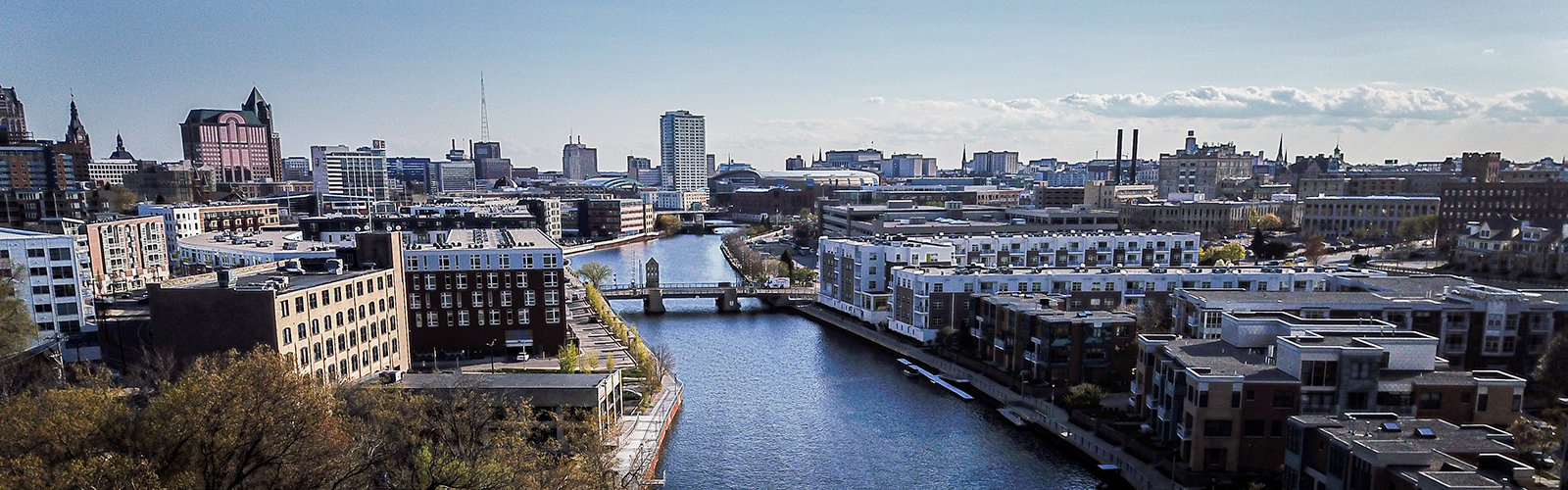 Drone image of Milwaukee River.